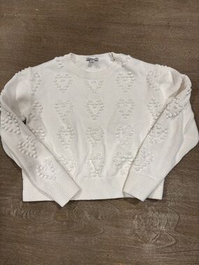 Crewcuts White Heart-Textured Crewneck Sweater sz XXL 14-15